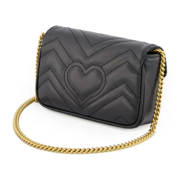Gucci Marmont 絎縫GG皮革鏈帶肩背包