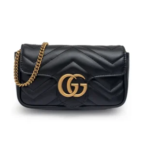 Gucci Marmont 絎縫GG皮革鏈帶肩背包