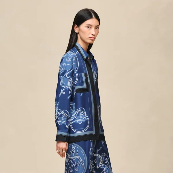 Hermès 馬術圖騰絲質襯衫