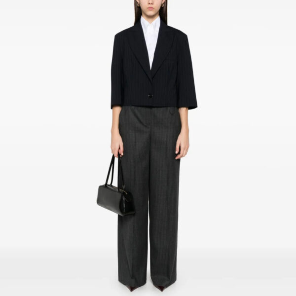 FENDI 石墨灰高腰打褶寬褲