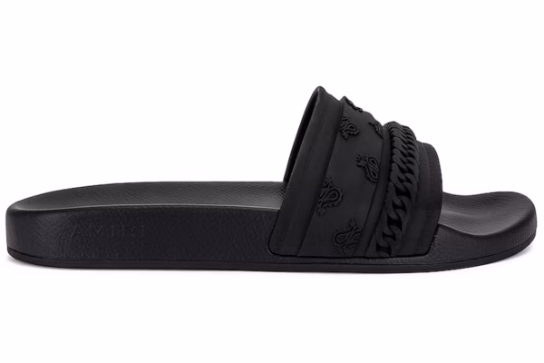 AMIRI-Bandana-Moulded-Slides-Black-Black AMIRI Bandana Moulded Slides 拖鞋
