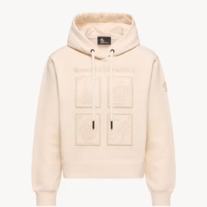 植物貼片棉質連帽衫-女士-象牙白色-moncler-2 Moncler Grenoble 植物貼片棉質連帽衫