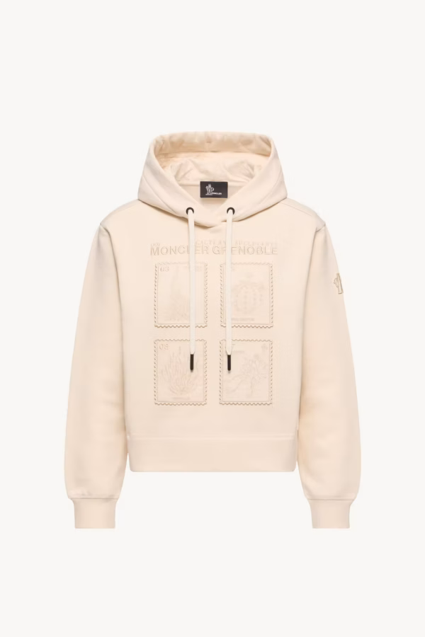 植物貼片棉質連帽衫-女士-象牙白色-moncler-2 Moncler Grenoble 植物貼片棉質連帽衫